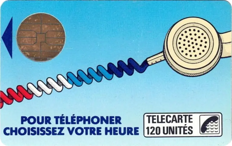 Télécarte cordon téléphone bleu