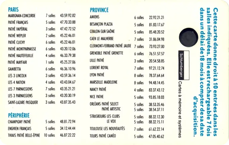 Cinécarte Coq SC3 verso