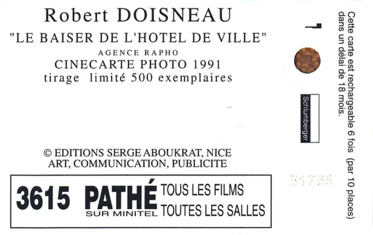 Cinécarte Doisneau verso