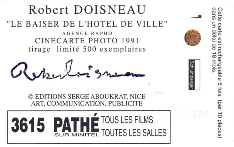 Cinécarte Doisneau signée verso
