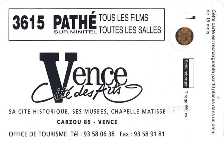 Cinécarte Vence cité des arts verso